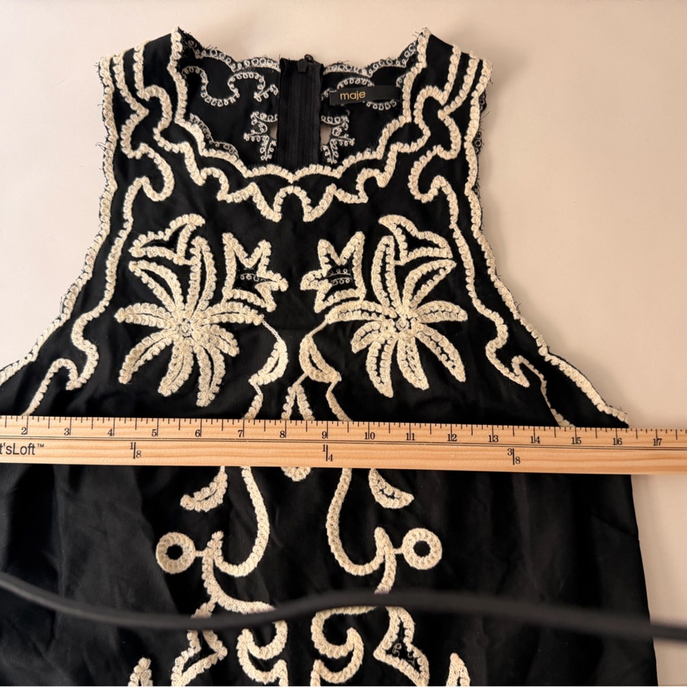 MAJE Lalmeraie Black Cotton Top Palm Tree Embroidery - Picture 6 of 6